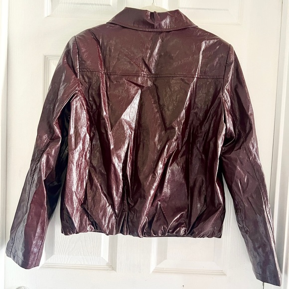 Commense Faux Leather Zipper Short Polo Jacket - Picture 10 of 15
